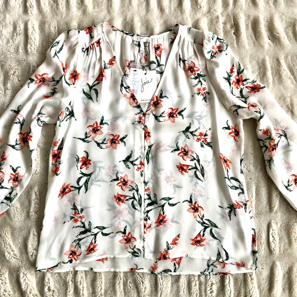NEW Joie Bolona Silk Top in Porcelain